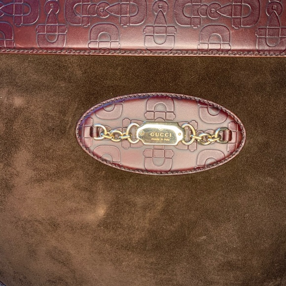 Authentic Gucci brown suede and leather handbag - Picture 3 of 6